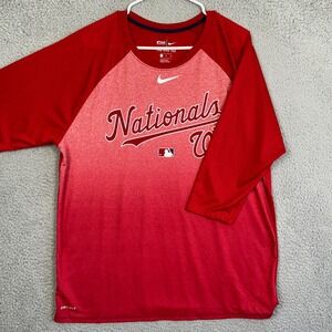 Washington Nationals Nike T-Shirt Men XL Red Dri-Fit Baseball Tee Graphic EUC